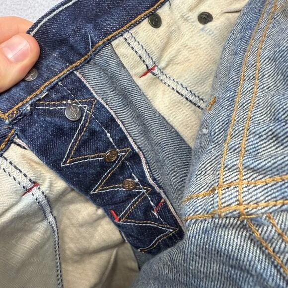 Under Two Flags Jeans Men's 30 Blue Selvedge Denim Dark Wash Whisker Button Fly - Picture 11 of 15